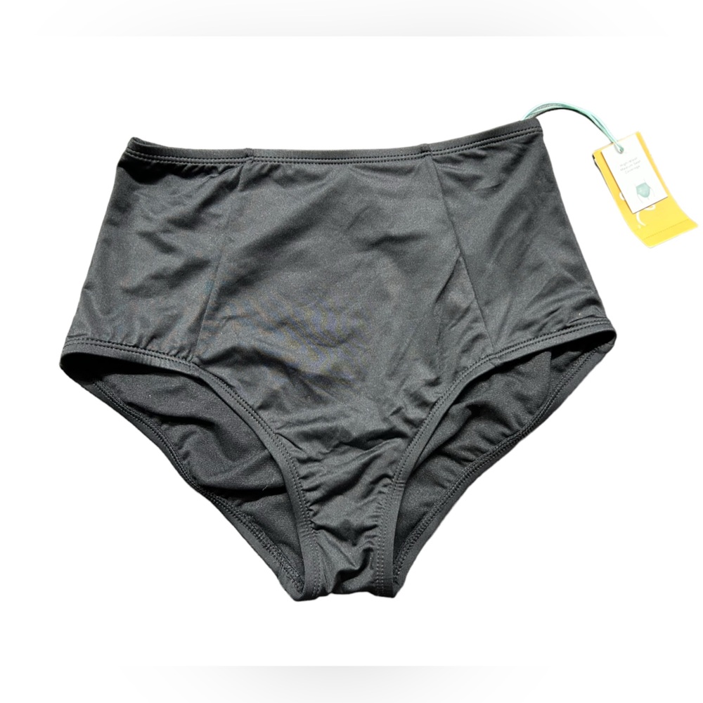 KONA SOL black high waist medium seat coverage swim bottoms size small 4/6 NWT